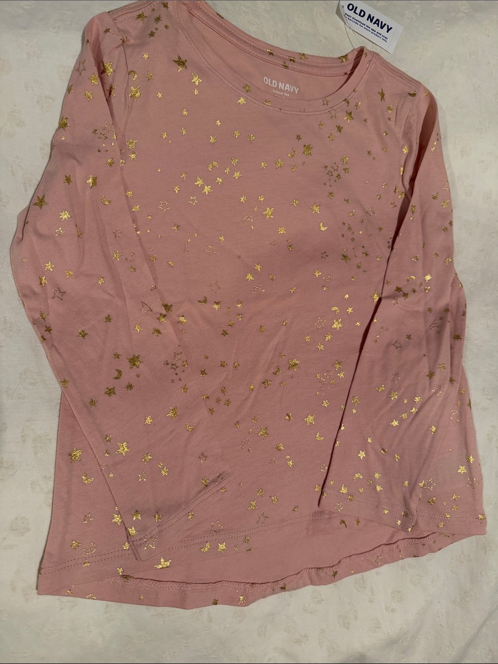 Old Navy Pink Long-Sleeve Tee with Gold Star Detail
